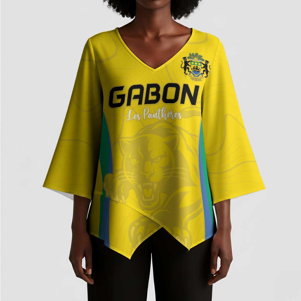 Custom Gabon Football Kimono Sleeve Blouse Go Champions Les Pantheres - African Pride