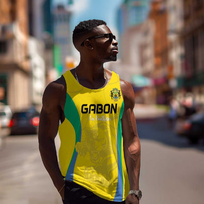 Custom Gabon Football Men Tank Top Go Champions Les Pantheres - African Pride