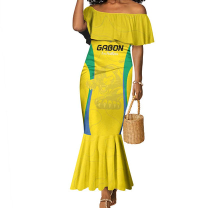 Custom Gabon Football Mermaid Dress Go Champions Les Pantheres - African Pride