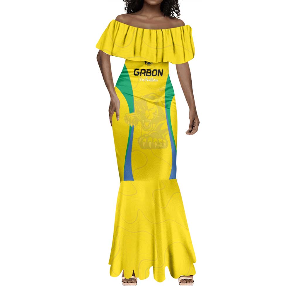 Custom Gabon Football Mermaid Dress Go Champions Les Pantheres - African Pride