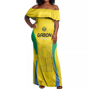 Custom Gabon Football Off Shoulder Maxi Dress Go Champions Les Pantheres - African Pride