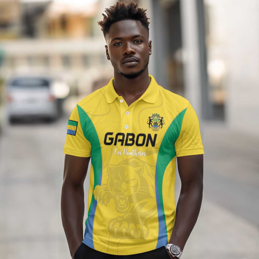 Custom Gabon Football Polo Shirt Go Champions Les Pantheres - African Pride