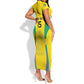 Custom Gabon Football Short Sleeve Bodycon Dress Go Champions Les Pantheres - African Pride