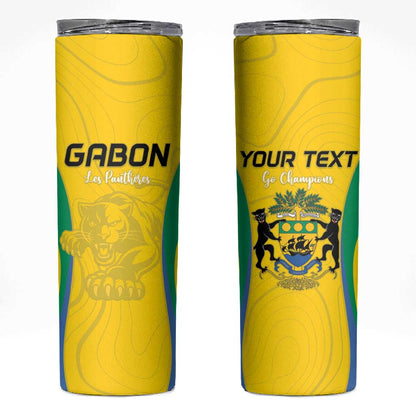 Custom Gabon Football Skinny Tumbler Go Champions Les Pantheres - African Pride
