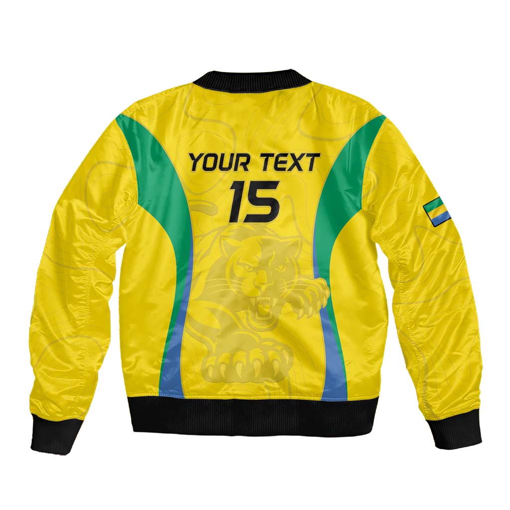 Custom Gabon Football Sleeve Zip Bomber Jacket Go Champions Les Pantheres - African Pride