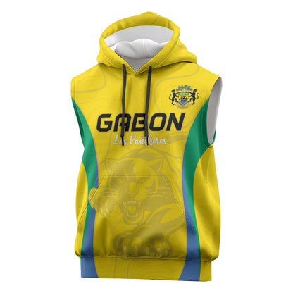 Custom Gabon Football Sleeveless Hoodie Go Champions Les Pantheres - African Pride