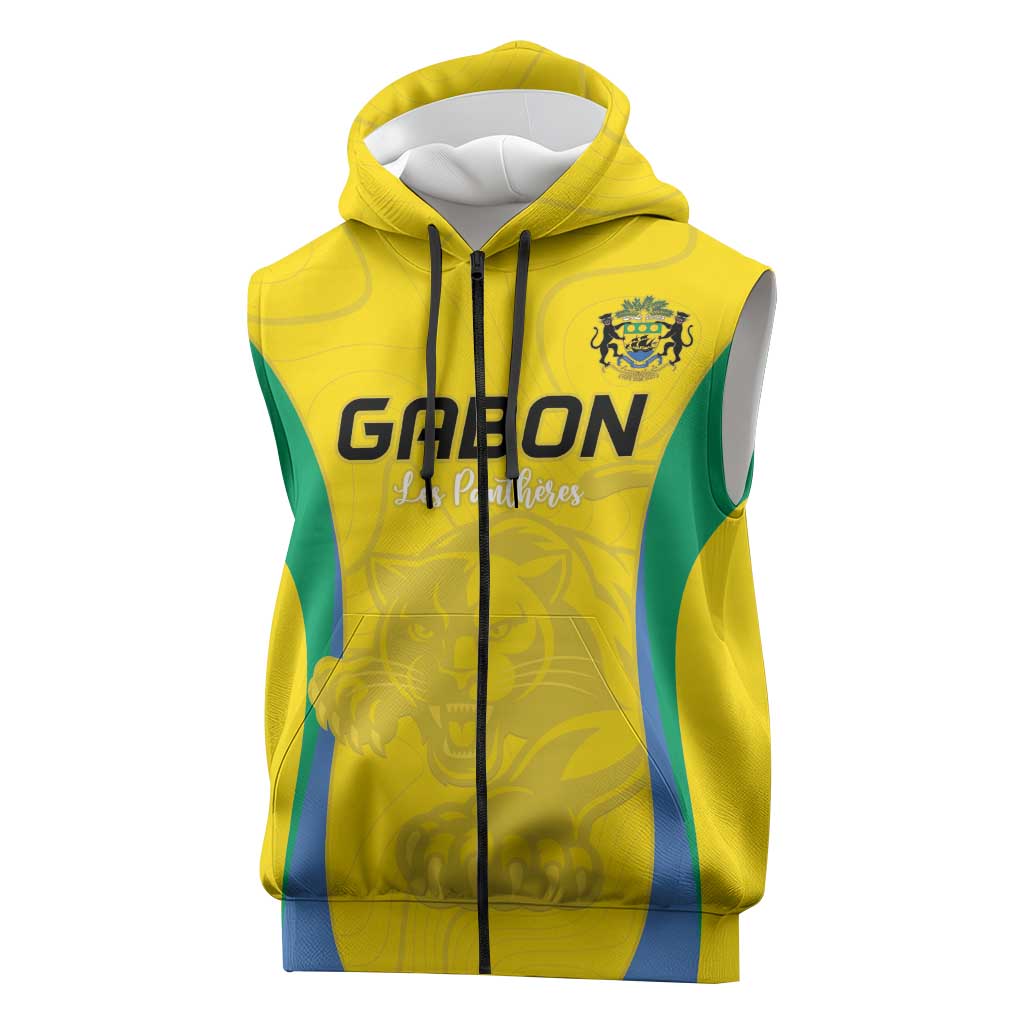 Custom Gabon Football Sleeveless Zip Hoodie Go Champions Les Pantheres - African Pride