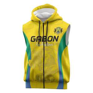 Custom Gabon Football Sleeveless Zip Hoodie Go Champions Les Pantheres - African Pride