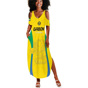Custom Gabon Football Summer Maxi Dress Go Champions Les Pantheres - African Pride
