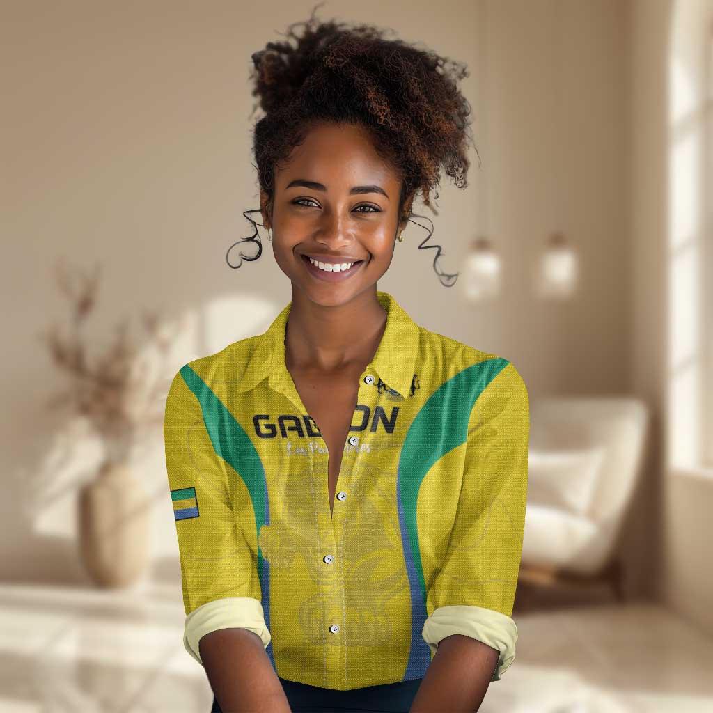 Custom Gabon Football Women Casual Shirt Go Champions Les Pantheres - African Pride