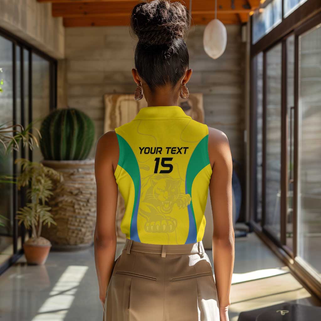Custom Gabon Football Women Sleeveless Polo Shirt Go Champions Les Pantheres - African Pride