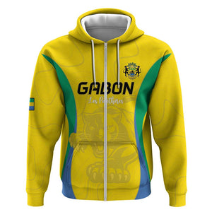 Custom Gabon Football Zip Hoodie Go Champions Les Pantheres - African Pride