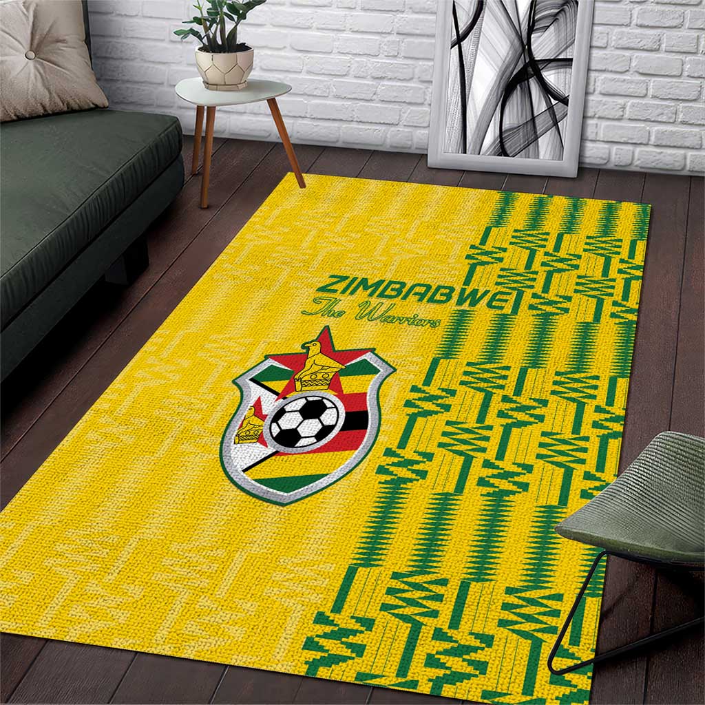 Zimbabwe Football Area Rug Come On Warriors - Kente Pattern - African Pride