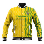 Custom Zimbabwe Football Baseball Jacket Come On Warriors - Kente Pattern - African Pride