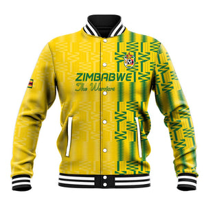 Custom Zimbabwe Football Baseball Jacket Come On Warriors - Kente Pattern - African Pride