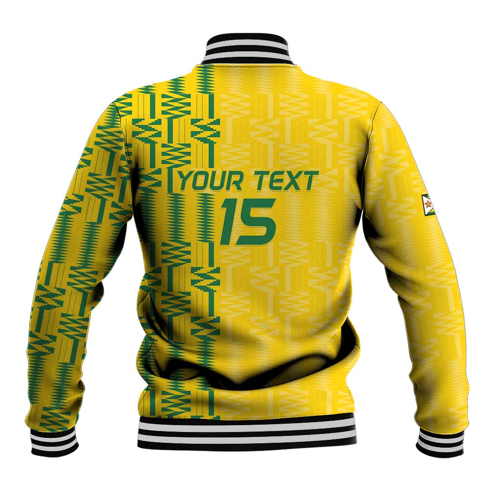 Custom Zimbabwe Football Baseball Jacket Come On Warriors - Kente Pattern - African Pride
