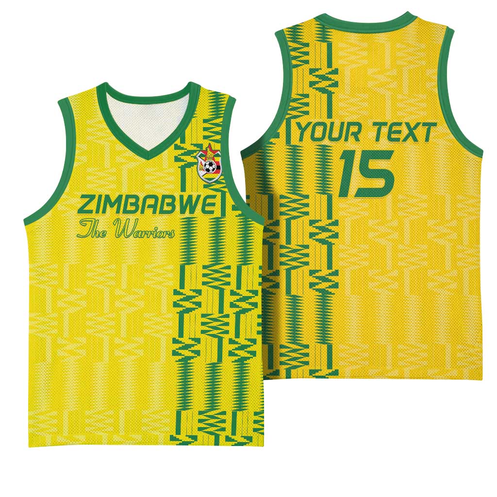 Custom Zimbabwe Football Basketball Jersey Come On Warriors - Kente Pattern - African Pride