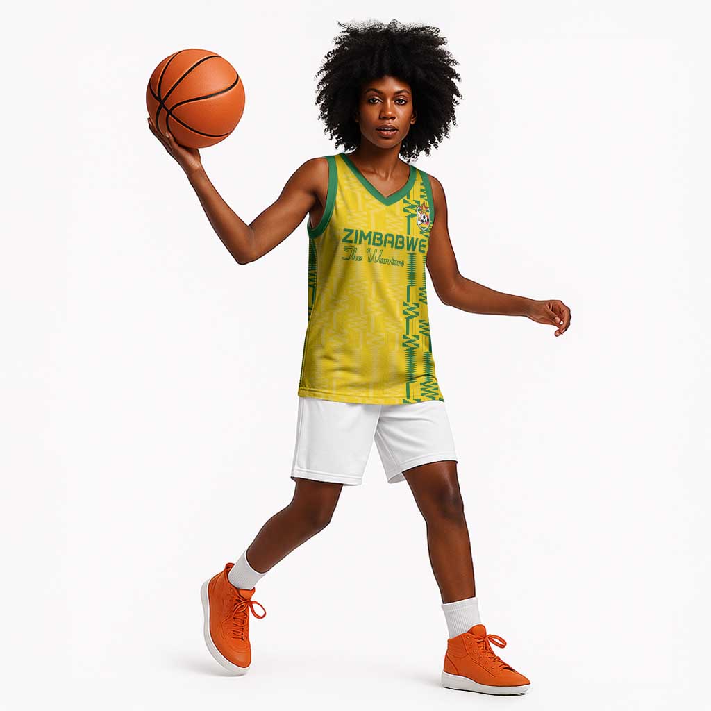 Custom Zimbabwe Football Basketball Jersey Come On Warriors - Kente Pattern - African Pride