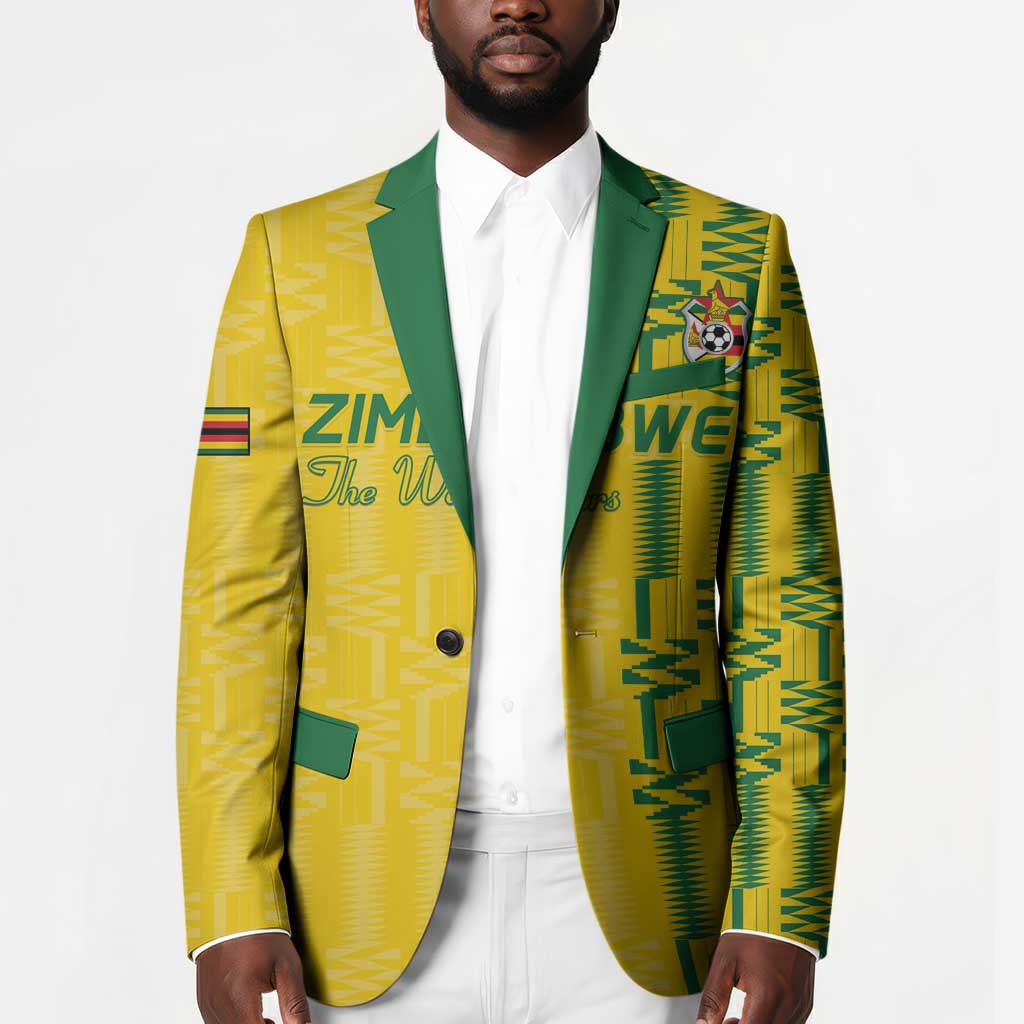 Custom Zimbabwe Football Blazer Come On Warriors - Kente Pattern - African Pride