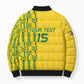 Custom Zimbabwe Football Bomber Puffer Jacket Come On Warriors - Kente Pattern - African Pride
