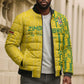 Custom Zimbabwe Football Bomber Puffer Jacket Come On Warriors - Kente Pattern - African Pride