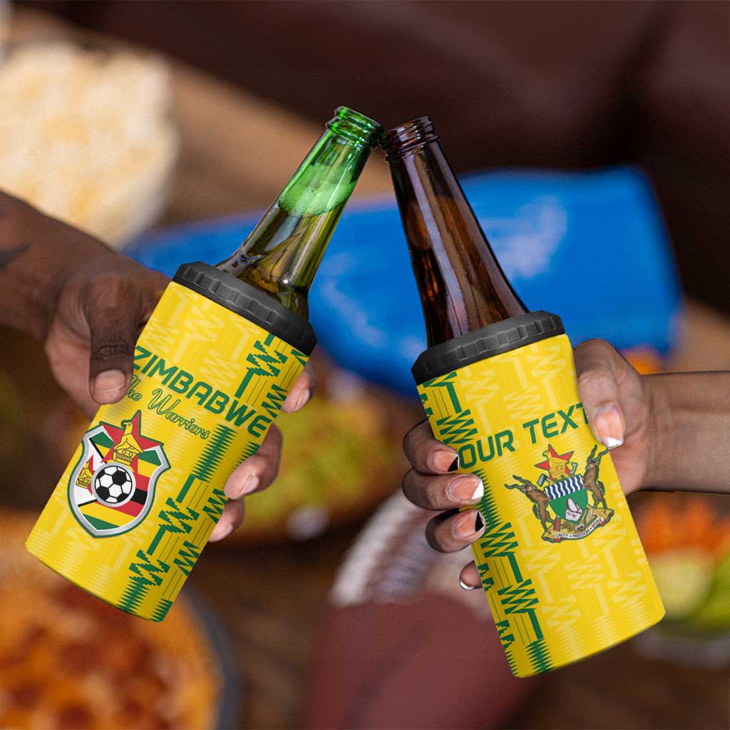 Custom Zimbabwe Football 4 in 1 Can Cooler Tumbler Come On Warriors - Kente Pattern - African Pride