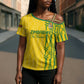 Custom Zimbabwe Football Cross Shoulder Shirt Come On Warriors - Kente Pattern - African Pride