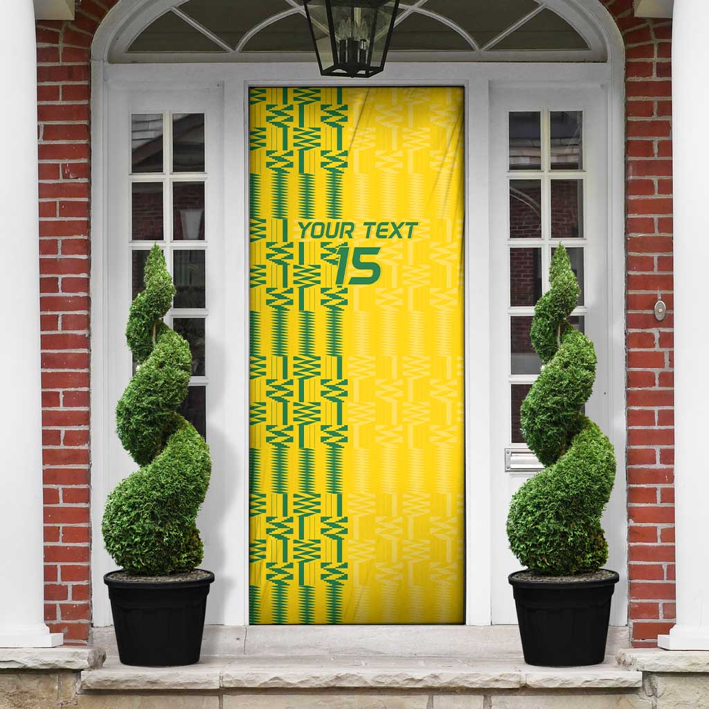Custom Zimbabwe Football Door Cover Come On Warriors - Kente Pattern - African Pride