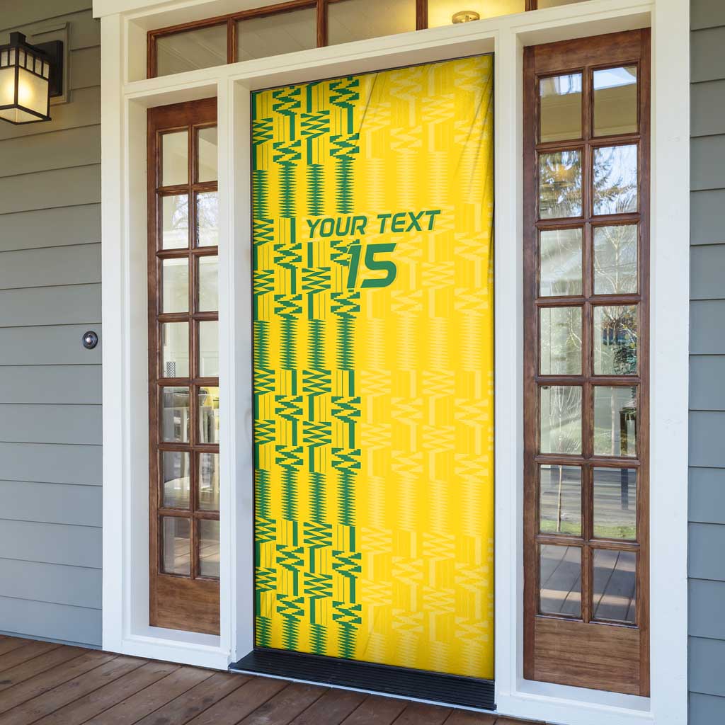 Custom Zimbabwe Football Door Cover Come On Warriors - Kente Pattern - African Pride
