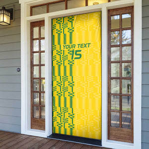 Custom Zimbabwe Football Door Cover Come On Warriors - Kente Pattern - African Pride
