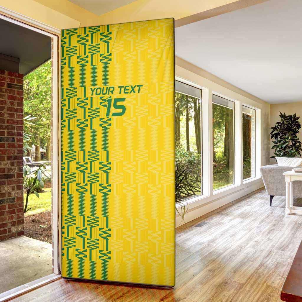 Custom Zimbabwe Football Door Cover Come On Warriors - Kente Pattern - African Pride