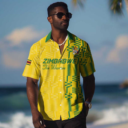 Custom Zimbabwe Football Hawaiian Shirt Come On Warriors - Kente Pattern - African Pride