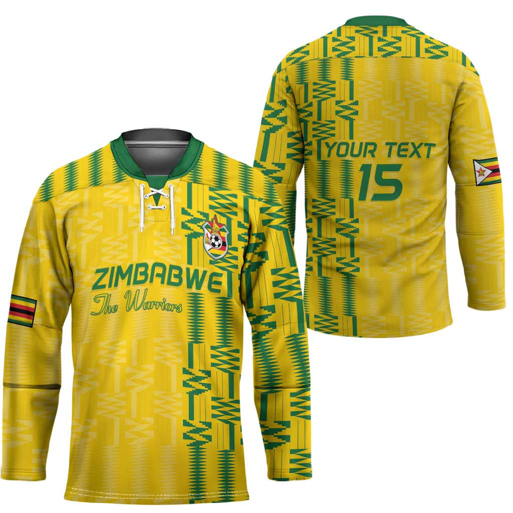 Custom Zimbabwe Football Hockey Jersey Come On Warriors - Kente Pattern - African Pride