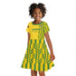 Custom Zimbabwe Football Kid Short Sleeve Dress Come On Warriors - Kente Pattern - African Pride