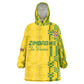 Custom Zimbabwe Football Kid Wearable Blanket Hoodie Come On Warriors - Kente Pattern - African Pride