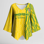 Custom Zimbabwe Football Kimono Sleeve Blouse Come On Warriors - Kente Pattern - African Pride