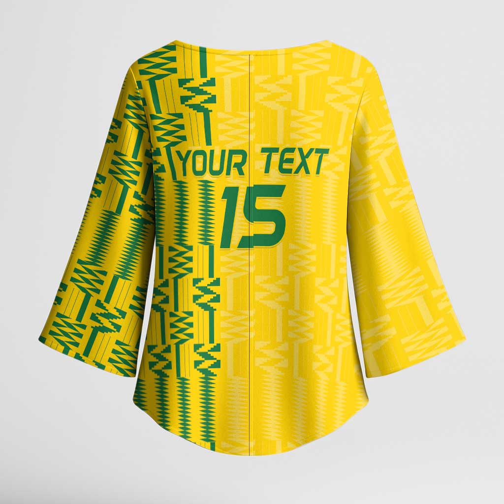 Custom Zimbabwe Football Kimono Sleeve Blouse Come On Warriors - Kente Pattern - African Pride