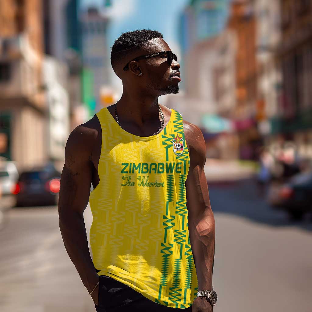 Custom Zimbabwe Football Men Tank Top Come On Warriors - Kente Pattern - African Pride