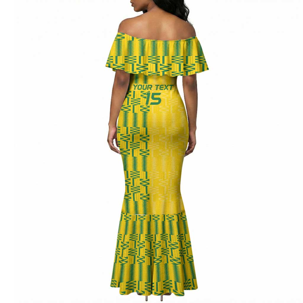 Custom Zimbabwe Football Mermaid Dress Come On Warriors - Kente Pattern - African Pride