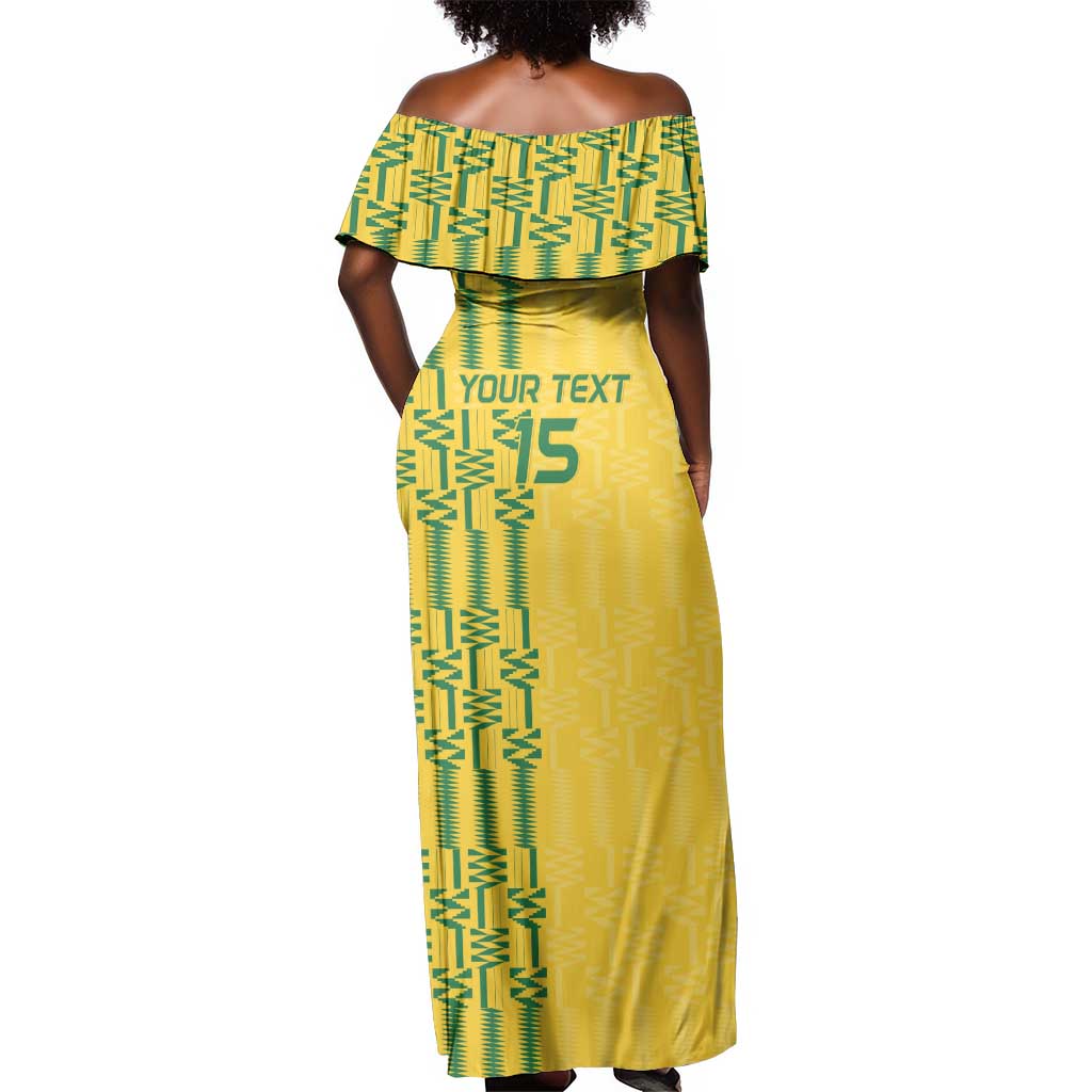 Custom Zimbabwe Football Off Shoulder Maxi Dress Come On Warriors - Kente Pattern - African Pride