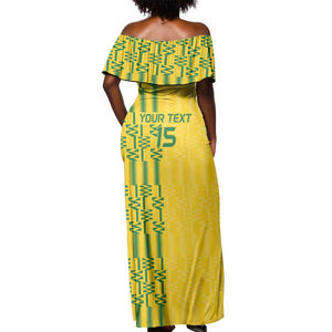 Custom Zimbabwe Football Off Shoulder Maxi Dress Come On Warriors - Kente Pattern - African Pride