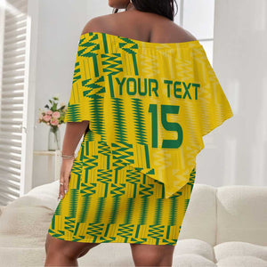 Custom Zimbabwe Football Off Shoulder Short Dress Come On Warriors - Kente Pattern - African Pride
