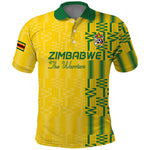 Custom Zimbabwe Football Polo Shirt Come On Warriors - Kente Pattern - African Pride