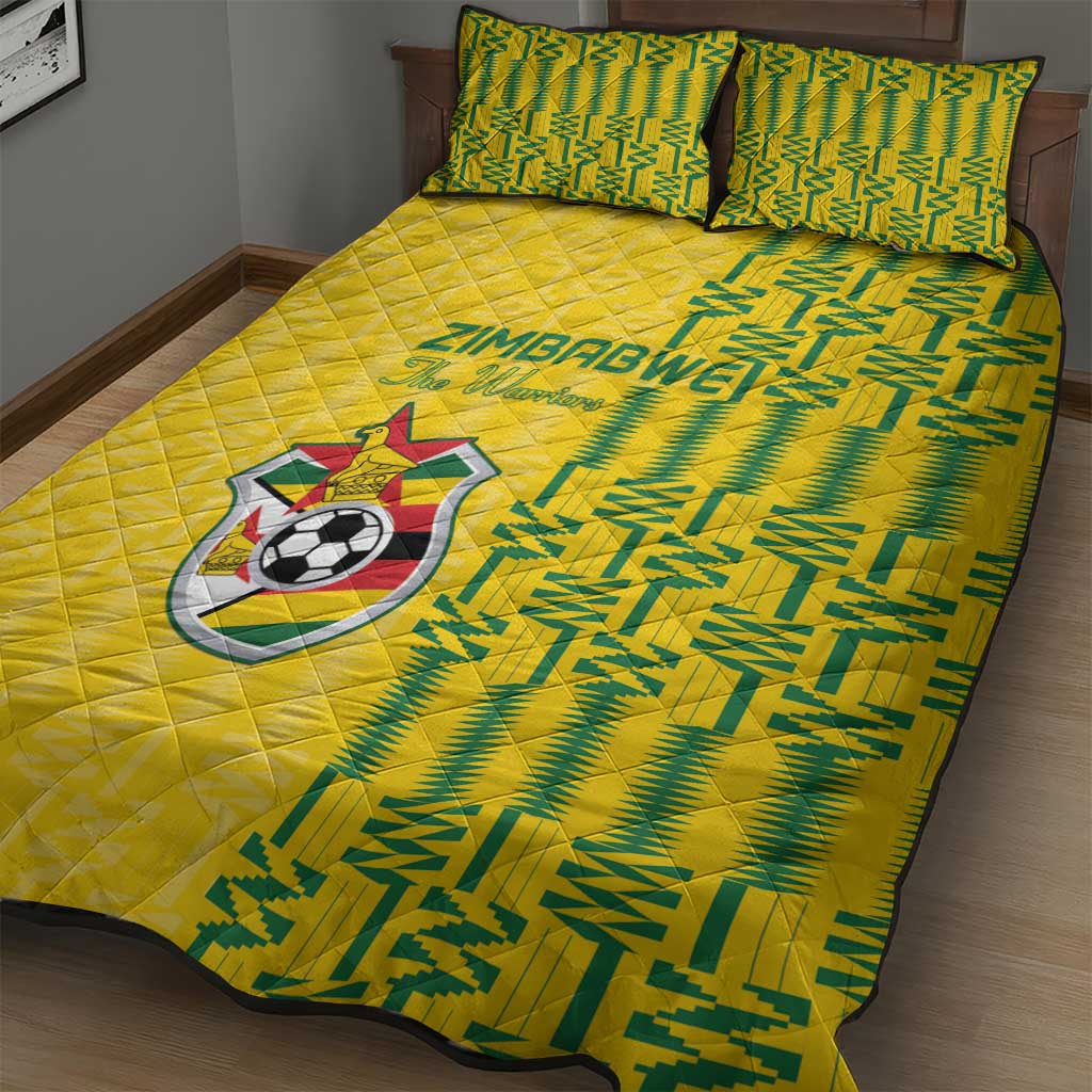 Zimbabwe Football Quilt Bed Set Come On Warriors - Kente Pattern - African Pride