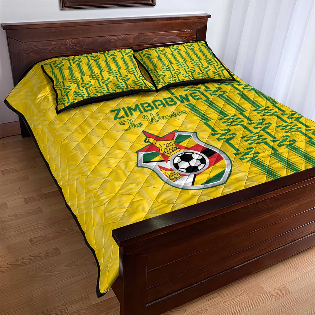 Zimbabwe Football Quilt Bed Set Come On Warriors - Kente Pattern - African Pride