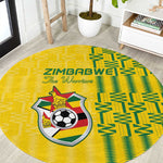 Zimbabwe Football Round Carpet Come On Warriors - Kente Pattern - African Pride