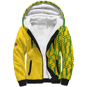 Custom Zimbabwe Football Sherpa Hoodie Come On Warriors - Kente Pattern - African Pride