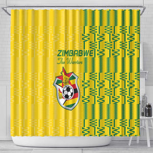 Zimbabwe Football Shower Curtain Come On Warriors - Kente Pattern - African Pride