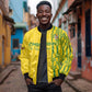 Custom Zimbabwe Football Sleeve Zip Bomber Jacket Come On Warriors - Kente Pattern - African Pride