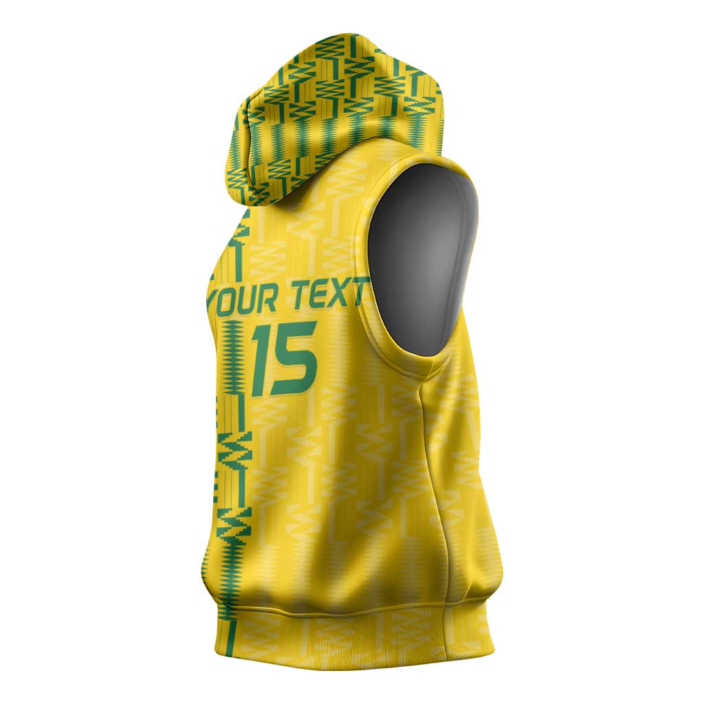 Custom Zimbabwe Football Sleeveless Hoodie Come On Warriors - Kente Pattern - African Pride